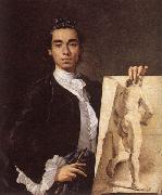 Luis Egidio Melendez, Detail of Self-portrait Holding an Academic Study